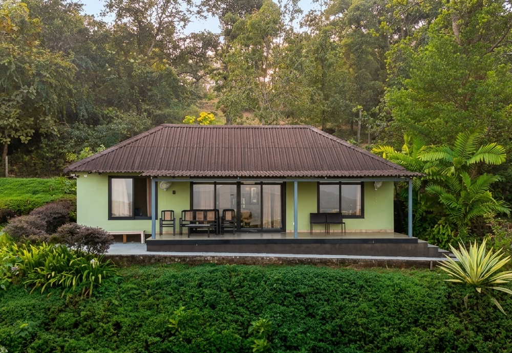 Aerial view of The Lookout Goa cottage